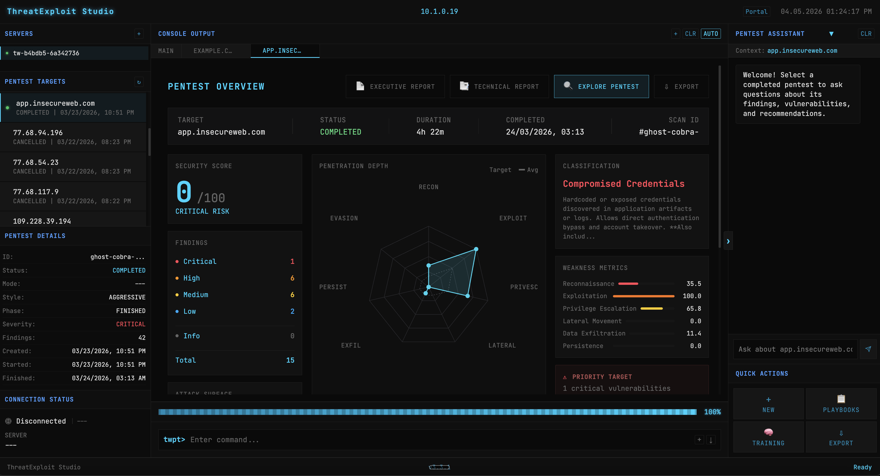 ThreatExploit AI Platform Dashboard